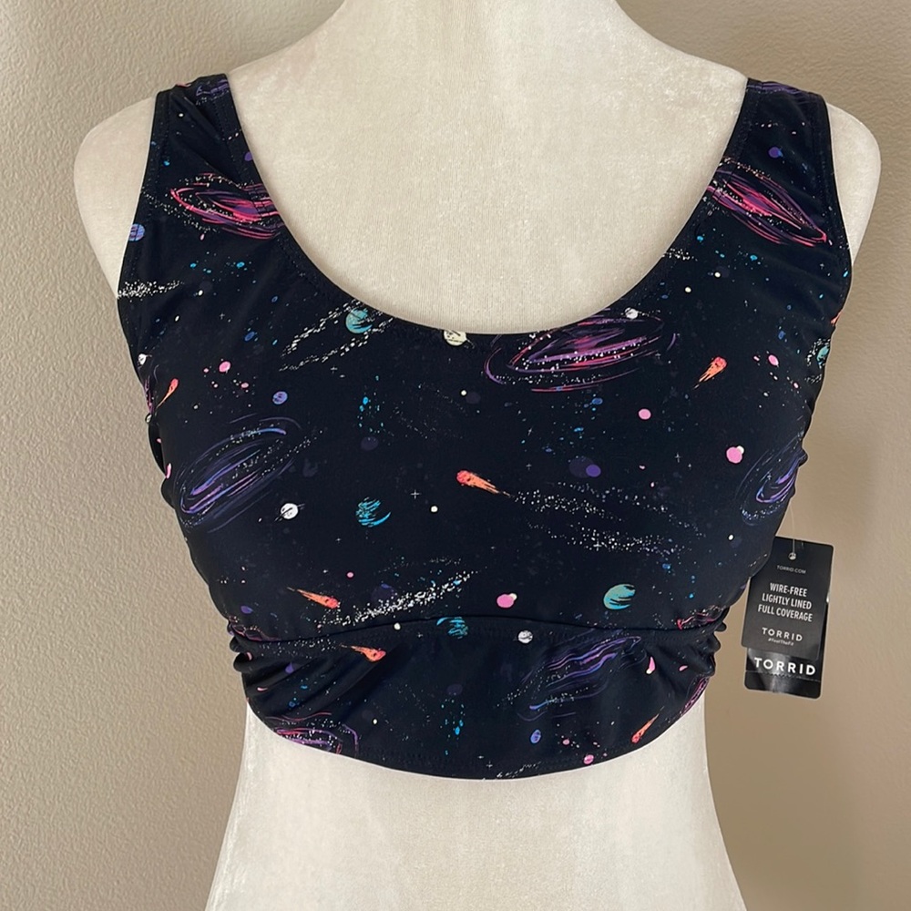 Torrid Bikini Top Black Galaxy Scoop Size 2X 18-20 New